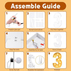 imprsv 3FT Marquee Numbers, Light Up Numbers for 30th Birthday Decorations, Light Up Sign 3 for Wedding Anniversary Party Decor, Pre-Cut Foam Board Kit
