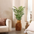 LOMANTO Fake Majesty Palm Plant 3Ft Artificial Plants for Home Decor Indoor Small Faux Trees in Pot Fake Tropical Plants for Housewarming Gift 2Pack