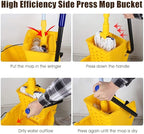 ARLIME Mop Bucket with Wringer On Wheels, 26 Quart Capacity Portable Wringer Trolley on Wheels, Side Press Floor Cleaning Wavebrake w/Handle, Mop Bucket for Home, Commercial, Restaurants