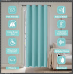 ChrisDowa Blackout Curtains 80 Inches Long for Doorways and Closets, Thermal Insulated Temporary Room Dividers (1 Panel, Aqua, 52 x 80 Inch)
