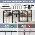 Full Metal Free Standing Dog Gate with Door for Indoor & Outdoor,96'' Extra Wide 32'' Tall Dog Gate for The Doorways,Large Openings,Decks,Porch,Pet Freestanding Safety Fence(4 Panels,Black)