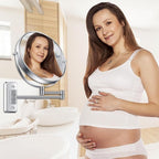 9” Large Wall Mounted Makeup Mirror 1X/7X Double-Side Bathroom Magnifying Mirror 360 Swivel Vanity Mirror Extendable Shaving Wall Mount Cosmetic Mirror for Men and Women, Chrome