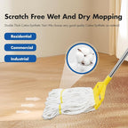 KULED Heavy Duty Industrial Mop, Commercial Cotton Mop with 59 Inch Handle, Looped-End String Wet Mops with 2 Heads for Floor Cleaning, Workshop, Warehouse, Home and Garage