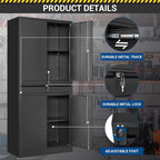 71" Metal Cabinet-Black Heavy Duty Storage File Cabinet Steel Tool Cabinets with Shelves, Lockable Doors and Drawers- for Garage, Pantry, Warehouse - Assembly Required
