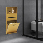 Stainless Steel Shower Niche for Trash Can Stainless Recessed Storage Cabinet Gold 26 * 11.8 No Tile Needed Wall Niche Recessed Toilet Paper Holder for Kitchen Living Room Bedroom Hotel