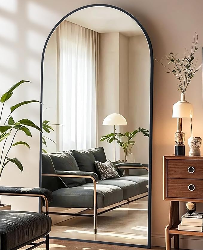 71"x32"Floor Mirror Full Length,Arched Full Length Mirror with Stand,Full Body Mirror,Hanging or Large Leaning for Bedroom Living Room Black