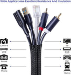 Cable Management Sleeves 1.2in - 2 Pack 4.1ft Split Braided Cable Sleeve Black, Hard PE Cord Protectors from Pets, Wire Organizers for Cords, Flexible Cord Wrap Wire Sleeve for Computer Cord Organizer