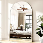 46"x76" Arched Full-Length Mirror, Oversized Floor Mirror with Stand, Freestanding or Wall-Mounted Full Body Mirror for Living Room, Bedroom, or Cloakroom, Silver