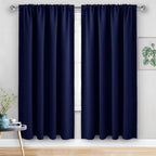 JIUZHEN Blackout Curtains for Bedroom - 60 Inch Extra Wide Thermal Insulated Room Darkening Privacy Soundproof Curtains for Living Room/Dorm Room, Set of 2 Panels, 60 x 72 inches, Navy Blue