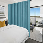 Hiasan Blackout Patio Sliding Door Curtain Extra Wide Thermal Insulated Blind Privacy Room Divider Curtain with Back Tab & Rod Pocket for Bedroom Partition Glass Door (100 x 84 Inches, Turquoise)