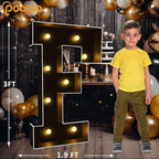 Pooqla 3 FT Marquee Light Up Letters, Black Marquee Letter Lights 3 Feet Tall, Giant LED Sign Big Mosaic Letters for Balloons Birthday Party Anniversary Wedding Decorations, Warm White F