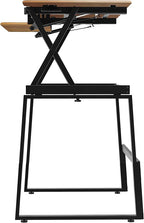 Rocelco 40" Large Height Adjustable Standing Desk BUNDLE - Quick Sit Stand Up Dual Monitor Riser - Gas Spring Assist Computer Workstation - Retractable Keyboard Tray - Teak Wood Grain (R DADRT-40-FS2)