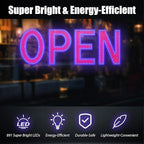 Open Sign for Business, 40"x14" Dimmable Large LED Open Signs with Hanging Installation for Bar Pubs Store Restaurant Office Hotel Salon Red & Blue