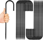 Anothera 16 Pack Trampoline Stakes Anchors High Wind, 12 Inches Tent Stakes Heavy Duty, Galvanized Steel Ground Stakes Kit, J Shaped Rebar Stakes for Trampoline, Tents, Fence