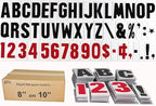 8” on 10 inch Marquee Sign Letters for Outdoor Signs, the 8" Letter printed on 10" high .060 mill thick Rigid acrylic panel, for Reader Boards Signs, Black Letters, Red Numbers, Sign Letter Depot