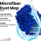 KLEEN HANDLER 48 Inch Microfiber Dust Mop, X-Large Washable Commercial, Sweeper, Janitorial Head Replacement, Push Mop Broom, Blue