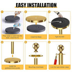 kaiyomi 6Pcs Stanchions with Red Velvet Ropes Set, 5 Feet Velvet Ropes and Posts Poles for Red Carpet Party Decoration and 360° Photo Booth (Golden)