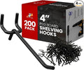 FactorDuty 200 Pack 4" Length Steel Black PEG Board Pegboard Shelving Hooks Wholesale Lot 20 lbs PEG Hooks Organizer Tools for Craft Storage, Garage, Kitchen, Tools and More