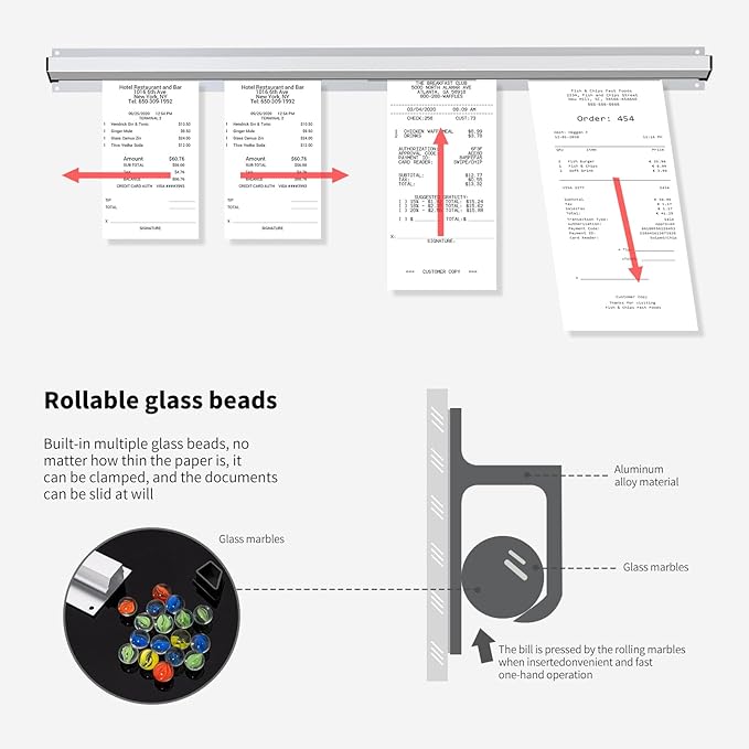 CjgyzTicket Holder for Restaurant, 36/48/60 inches, Restaurant Order Holder，Durable and Easy to use, Suitable for Commercial Kitchens, cafes, Fast-Food(48 Inch, 2 Pcs) (48 Inch)