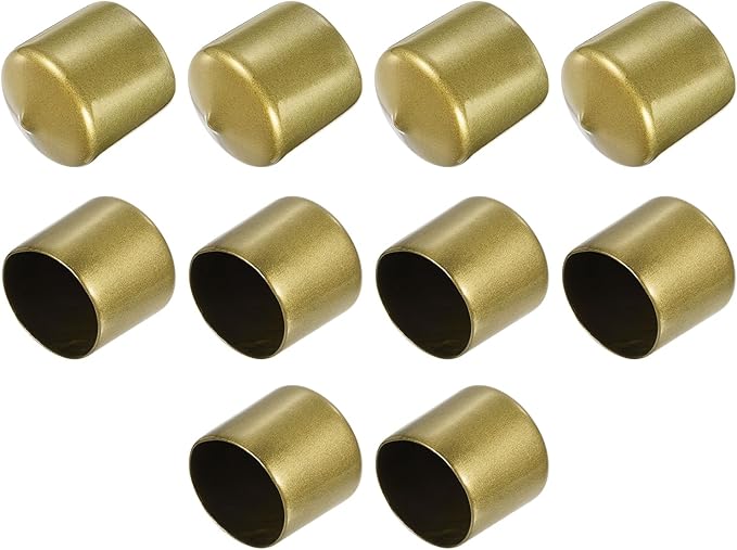 uxcell 10pcs Rubber End Caps 34mm ID Vinyl Round End Cap Cover Screw Thread Protectors Gold