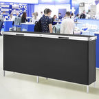 VEVOR Extra Long Folding Portable Bar Tradeshow Podium Table for Indoor, Outdoor, Party, Picnic, Exhibition, Includes Carrying Case, Storage Shelf and Black Skirt, 77.95" x 15.16" x 34.65"