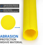Split Braided Cable Sleeve，Flexible Wire Loom Tubing, Automotive Cord Protector Pet Proof, Cable Management for Computer TV Electric Wires Harness 16ft (Yellow, 16mm（5/8")