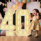 Marquee Light Up Numbers: 3FT Large Decorative Letters Signs for Party Decorations Baby Shower Birthday Wedding Engagement Anniversary, 3 Feet Tall Pre-Cut DIY Foamboard Number 40 - Easy to Assemble