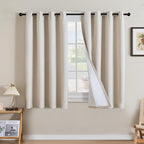 H.VERSAILTEX Linen Curtains 100% Blackout Curtains for Bedroom 54 inch Long Full Light Blocking Nature Linen Blended Window Curtains for Living Room Nickel Grommet (2 Panels, Heathered Natural)