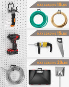 INCLY 24 Pack Heavy Duty Pegboard Hooks, 1/4" Pegboard Drill Holder Tool Utility Hooks, Peg Board Tool Hangers Accessories for Hanging Power Tools, Drill, Hammer, Workbench, Garage