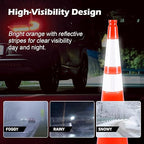 6 Pack 36 Inch Orange PVC Traffic Cones with Black Base, Stable Large Size Safety Cones for Highway, Construction, and Outdoor Use (6, Orange, 36 Inch)