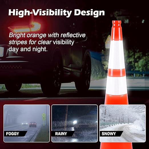 360 Pack 36" Orange Traffic Cones with Black Base – Large Bulk Road Safety Cones for Construction, Commercial, and Event Use (360, Orange, 36 Inch)