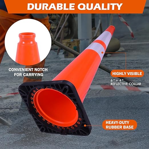 360 Pack 36" Orange Traffic Cones with Black Base – Large Bulk Road Safety Cones for Construction, Commercial, and Event Use (360, Orange, 36 Inch)