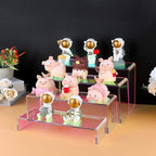 ELEGANTLIFE Acrylic Display Riser,4.3mm Heavy Duty Crystal Display Stand Shelf Layered Aesthetic, Jewelry Display Shelf Risers for Décor,4 Pack Set Multi-color (Iridescent)