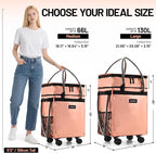 (Large) Fanwoli Reusable Grocery Bag on Wheels with Upgraded Wrinkle-Resistant Fabric | Enhanced Stability Wheels & Extended Handle | Foldable Shopping Trolley for Laundry, Carries Up to 130 L