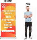 Customized Retractable Banner Stands for Business with The Carry Bags, Vertical Banner Stands, Indoor Outdoor Displays for Advertising, Birthdays and Parties, Rolling Banner Stands, Customizable Signs with Stands, 33x81in