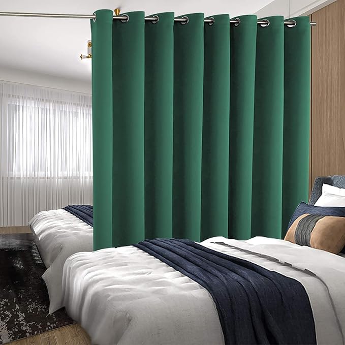 BGment Christmas Sliding Door Curtain 180 X 96 Inches, Wide Thermal Blackout Curtains Room Darkening Room Divider Window Curtain, 1 Panel, Emerald, 96 Length X Wide 180