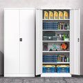 Metal Storage Cabinet with Lock,Lockable Garage Cabinet with 2 Doors and 5 Adjustable Shelves,Tall Steel Cabinets for Garage,Workshop,Gym,School