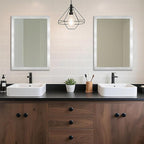 Ruomeng Bathroom Mirror 24" x 36" Rectangular Wall Mirror for Over Sink Feamed Mirror for Entryway, Bedroom, Living Room, Nickel