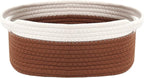 Woven Basket,Small Rope Storage Bin with Handles & Ribbon Bag, Organizer for Shelves Closets,Gift Basket Empty for Birthday,Books,Dog Toys, White&Brown