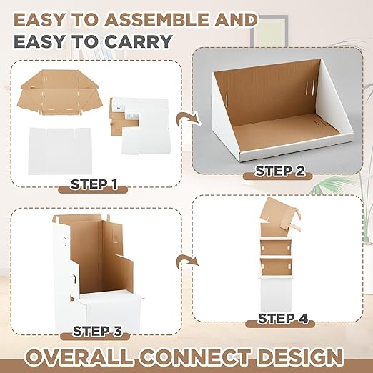 3 Tier Cardboard Display Stand, Point of Purchase Dump Bin Display Rack 65.75 Inch White Corrugated Cardboard 3 Layer Brochure Repeatable Removable Holder for Vendor Events Markets Booklets