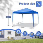 10x10 FT Party Tent, Outdoor Wedding Tents for Parties, Canopy Event Tent with 4 Removable Sidewalls, Waterproof Gazebo Shelter for Birthday Parties, Weddings, BBQs & Events (10X10FT-4Sides Blue)