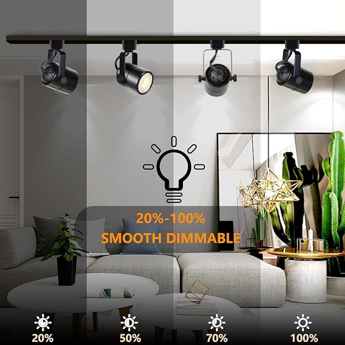 8PCS LED Track Lighting with Advanced Replaceable GU10 Bulbs, Switchable 3CCT(3000K/4000K/6000K) and Dimmable Brightness(20%-100%), Versatile Ceiling Spotlight Fixtures for Any Space