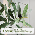 Olive Trees Artificial Indoor,8Ft Large Faux Plants,Tall Fake Tree with 18in White Round Planter,Full & Lush Faux Olive Tree for Home Decor Living Room, Office or Bedroom,Housewarming