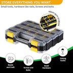 Andalus Tools Organizer Box, Small Parts Storage 34-Compartment Double-Sided Portable Hardware Organizer Removable Plastic Dividers for Screws, Nuts, Bolts, Nails – Yellow (2 Pack, 12.5" x 10.5" x 3")
