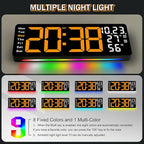 JoFomp 17.3" Large Digital Wall Clock, LED Digital Clock Large Display with Remote Control, Alarm Clock with Temp/DST/Dimmer/Humidity/Timer/Ambient Light - 12/24H, Alarm Wall Clock for Bedroom