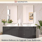 Keonjinn 40 x 24 Inch Brushed Nickel Bathroom Mirrors for Over Sink, Rounded Rectangle Silver Bathroom Vanity Mirror, Farmhouse Mirror for Wall, HD Tempered Glass, Anti-Rust Aluminum Alloy Mirror