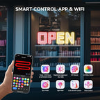 25" X 8" Open Sign, Ultra Bright Large LED Open Signs for Business with APP and Remote Control, Timer, Custom 16 million colors, for Storefronts, Restaurants, Bars, Salons, Cafes