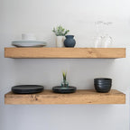 Urbandi Modern Floating Shelves 3 Inches Thick for Wall, Wide Shelves for Kitchen, Living Room, Bedroom, and Bathroom, Natural Pine Wood, Rustic Wooden Shelf, (Set of 2) (Aged Oak, 60Lx3Hx6D)