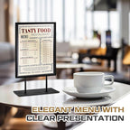 Zhengmy Tabletop Sign Holder with Flat Base Double Sided Countertop Sign Holder Desktop Display Stand Metal Poster Display Stand for Office Store Restaurant Hotels, Black(11" X 8.5",Vertical,1 Pcs)