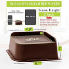 Bed Risers 1 inch, 2 inch, 3 inch, 4 inch, 6 inch, 8 inch Heavy Duty, Oversized Furniture Riser for Couch Sofa Table Chair Leg Frame Dorm, Support up to 6000 Lbs (Chocolat Brown 6 Pack, 2 inch)